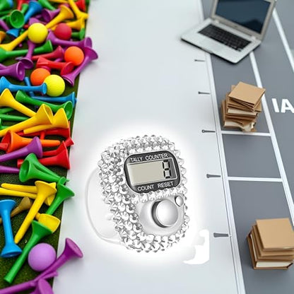 Electronic Finger Tally Counter Clicker Counter,Portable Digital Display Tally Counter,Convenient Resettable Mini Lap Counter for Golf Goods Counting Accessories,Track and Field Lap Counters - color: Silver
