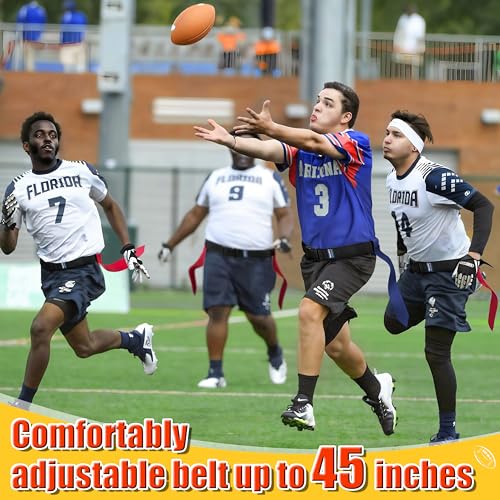 Flag Football Belts, Flags for Flag Football Set 14 Player, Flag Football for Kids Adults and Youth Training Equipment - color: Red and Blue