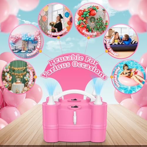 LooLaa Balloon Pump 4-in-1 Electric Balloon Inflator with Triple Inflating Ports for All Balloons Air Filler Machine for Sports Balls Inflator Deflator for Inflatables