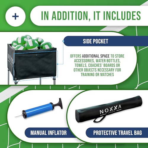 Volleyball Cart with Wheels - Portable Volleyball Ball Cart Bag on Wheels, Collapsible Sports Ball Equipment Storage Cart for Volleybal, Indoor and Outdoor.