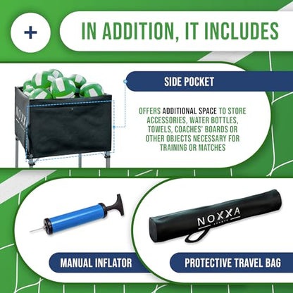 Volleyball Cart with Wheels - Portable Volleyball Ball Cart Bag on Wheels, Collapsible Sports Ball Equipment Storage Cart for Volleybal, Indoor and Outdoor.