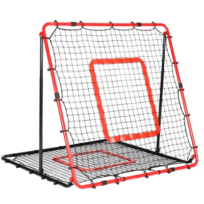 BaseGoal Baseball and Softball Rebounder Net,Baseball Rebounder,Volleyball Rebounder,Pitch Back Net,Multi-Sport Training Rebound Screen,with Pitching Target,Easy Adjustable Angles - style: 47x47 in Red