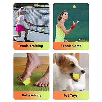 URBEST Tennis Ball 12 Packs Training Tennis Balls Practice Balls for Novice Player, Pet Dog Playing Balls with Mesh Carry Bag - color: Yellow-orange