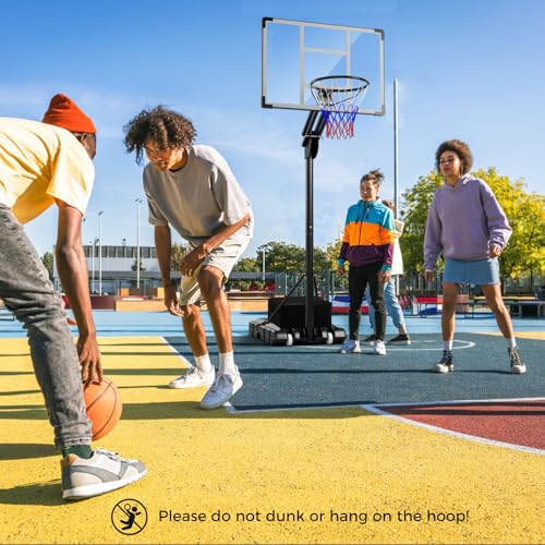 Goplus Basketball Hoop Outdoor, 4.9-10FT Height Adjustable Portable Basketball Stand System w/Shatterproof Backboard, 2 Wheels, Fillable Base, Free Weight Bag, Basketball Goal for Teens Youth Adults