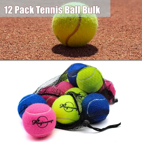 Magicorange Tennis Balls, 12 Pack Advanced Training Tennis Balls Practice Balls, Come with Mesh Bag for Easy Transport, Good for Beginner Training Ball