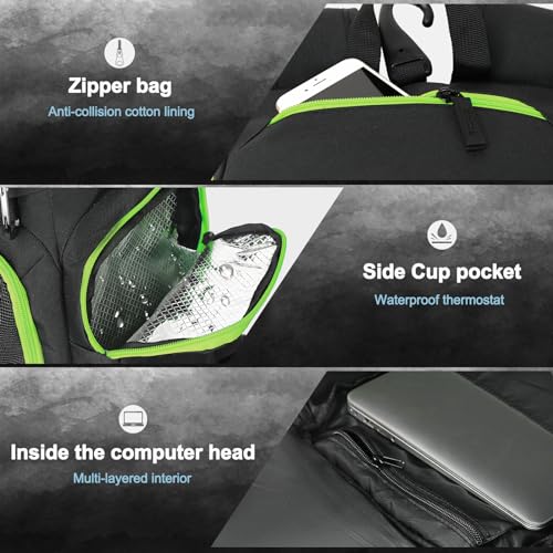 LARIPOP Basketball Backpack with Ball & Ventilated Shoe Compartment Insulated Pockets for Men Youth Training - color: Green