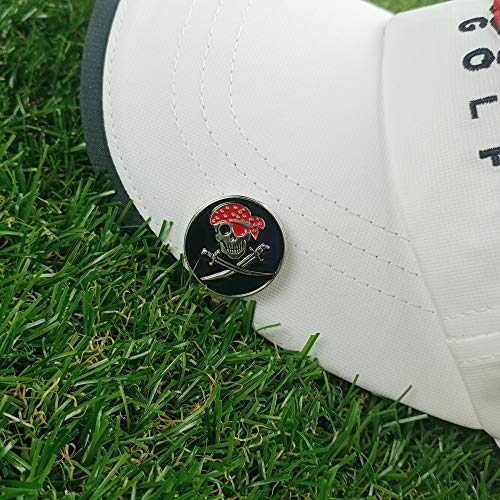 Golf Ball Markers with Hat Clips Value Sets for Men Women Golfer, Removable Attaches Easily to Golf Cap Premium Gifts - color: skull club