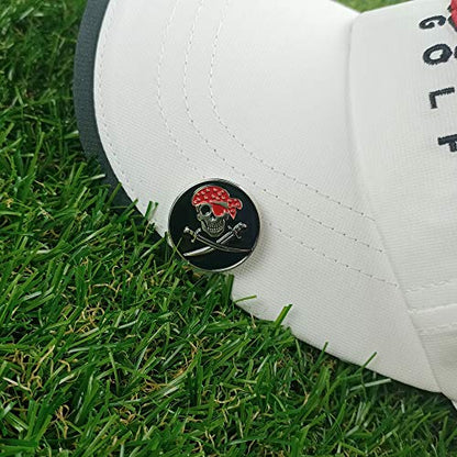 Golf Ball Markers with Hat Clips Value Sets for Men Women Golfer, Removable Attaches Easily to Golf Cap Premium Gifts - color: skull club