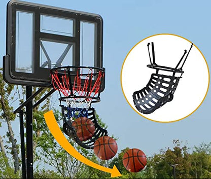 Basketball Hoop Returner Shot Return Apparatus - Attachment Black Ball Supports 360° Rotating Shooting Aid Trainer