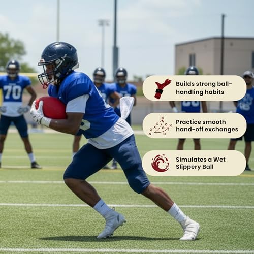Slippery Football Cover | Football Training Equipment To Improve Grip & Prevent Fumbles | Quarterback Receiver and Running Back Training Accessories | Fits Standard Size 9 | Train for Rainy Game Days