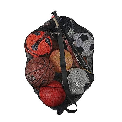 Keeble Outlets Basketball Bag | Large Mesh Ball Bag for Basketballs, Soccer Ball, Volleyball Ball & Sports Equipment | Heavy Duty Mesh Bag | Ball Storage Net with Strap | Sports Bag for Equipment