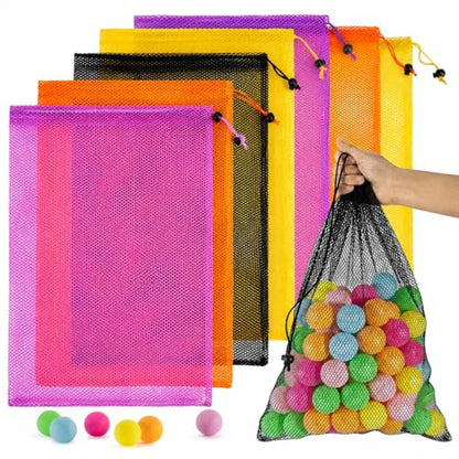 7PCS Colorful Mesh Drawstring Bag - Mesh Bag 18x12 Inch Breathable Nylon Mesh Storage Bag with Drawstring Closure Lightweight Net Organizer for Travel, Home, Gym, Daily Essentials