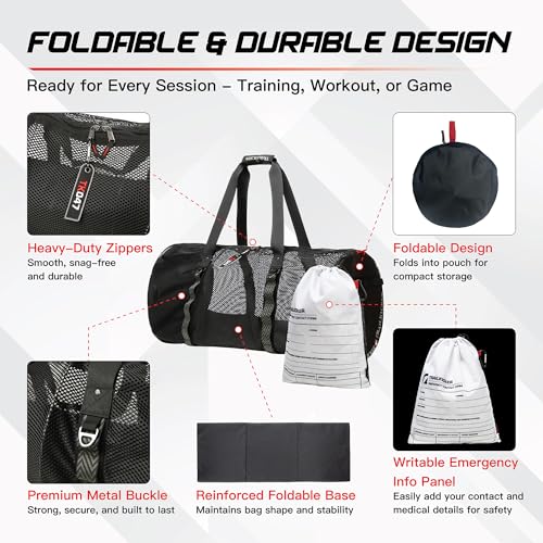TRAILKICKER Premium Foldable & Durable Extra-Large Sports Equipment Bag – Perfect for Sports Gear Storage, Basketball, Football, Soccer, Rugby, Hockey