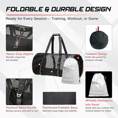 TRAILKICKER Premium Foldable & Durable Extra-Large Sports Equipment Bag – Perfect for Sports Gear Storage, Basketball, Football, Soccer, Rugby, Hockey