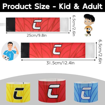 Elastic Soccer Captain 'C' Armband Adjustable Football Basketball Player Arm Bands Non-Slip Anti-Drop Captain's Armband for Adult Youth - size: Youth, style: Red