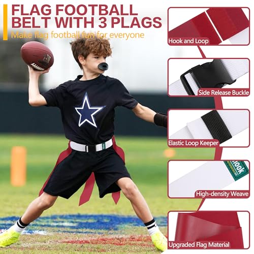 Flag Football Belts, 10/14 Player White Flag Football Sets for Youth, Kids and Adults Team Sports Training Games