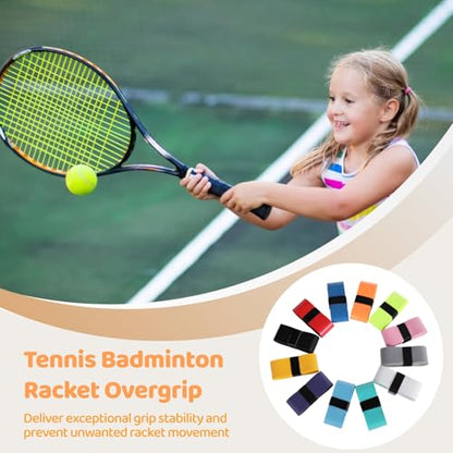 OMISTAR 120 PCS Tennis Racket Overgrips, 12 Colors Badminton Racket Overgrip Bulk, Soft Tennis Racket Grip Tape, Anti-Slip and Absorbent Grip Tape for Pickleball Racquets, Bike Handlebar, Fishing Rod