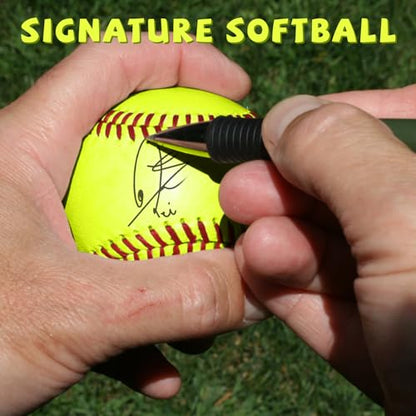 6 Pack Sports Practice Softballs - 12-Inch Official Size and Weight Slowpitch Softball, Unmarked & Leather Covered Training Ball for Games, Practice and Training, yellow