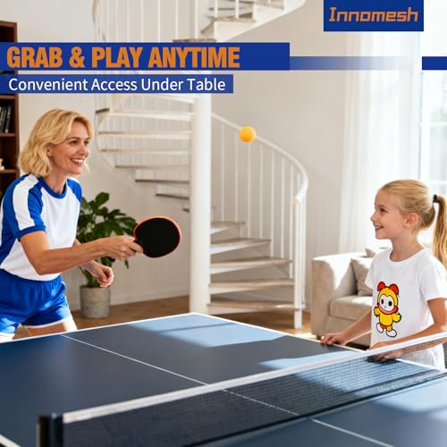 Ping Pong Paddle Case with Mesh Storage Bag, Under Table Tennis Racket Holder for Balls & Paddles, Hanging Pickleball Paddle Rack Organizer, Easy Install Ping Pong Ball Holder with Straps