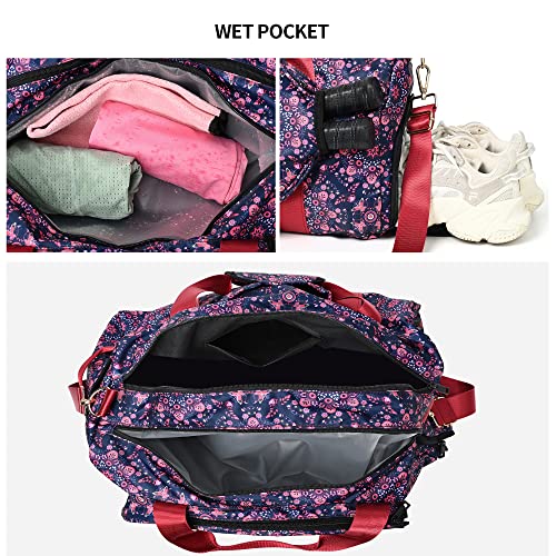 Boulder Bee Pickleball Bags, Premium Pickleball Tote Bag for Girls, Women’s Hand/Shoulder Gym Bag w Water Bottle Holder, with Pickleball Racquet/Paddle Holder - color: Duffel Bag-Baroque