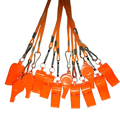 20 Pcs Plastic Loud Whistles with Lanyard for Referee Coaches Basketball Football Sports Training Game Event Lifeguard Survival Emergency Fun School Kids Tool Set Suppliers - color: Orange