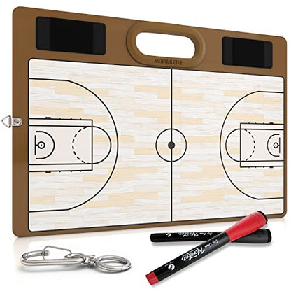 Basketball Dry Erase Board for Coaches 15x10.5 Double Sided Whiteboard Coaching Board Equipment Includes 2 White Board Markers for the Basketball Accessories the Perfect Coach Gifts