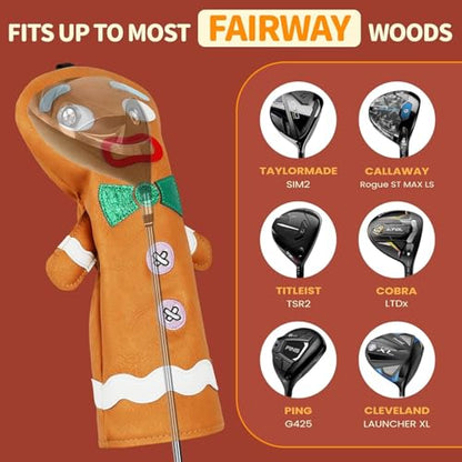 Funny Golf Club Head Cover Driver Headcover Fairway Wood Headcover Hybrid Club Head Cover Brown Monster Cookie - style: Custom Fairway