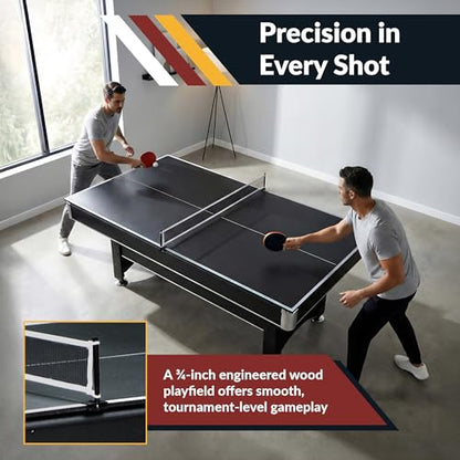 Hathaway Spartan 6 Ft Pool Table, with Ping Pong Multi Game Combo Tables for Family Recreation Game Rooms - Includes Billiard Balls, Cues, Paddles, Brush & More