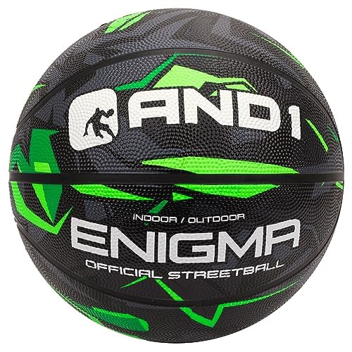 AND1 Enigma Basketball - Streetball for Indoor and Outdoor Use, Deep Channel Construction and Durability - color: Green/Black, size: 29.5 No Pump
