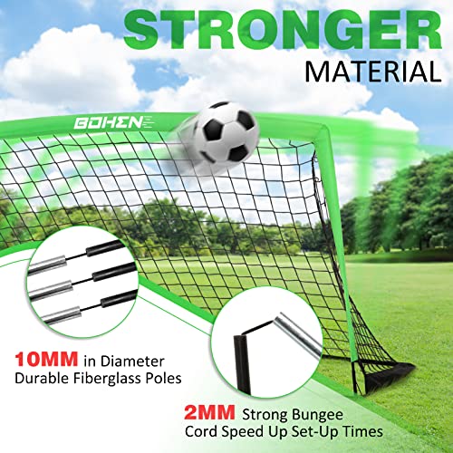 BOHEN 6x4 FT Kids Soccer Goals with Carry Bag, Portable Folding Soccer Net for Backyard Training, Indoor/Outdoor Use for Youth and Adult