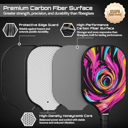 Pickleball Paddles Set, USAPA Approved Carbon Fiber Pickleball Set of 2 with Beginner Pickleball Rackets, Indoor Outdoor Pickle Balls for Adults Men Women, JT-1 - color: Surge