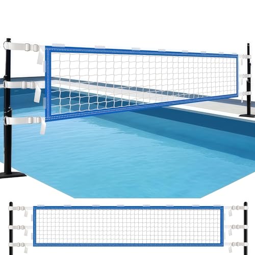 Upgrade Pool Volleyball Net Replacement, Adjustable Length 15-31 FT Portable Volleyball Net for Inground Pools & Above Ground Pools, Heavy Duty PE Net for Backyard Swimming Pool Beach(Net Only)