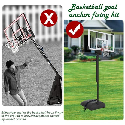 Basketball Goal Anchor Tie Down Kit High Wind Basketball Hoop Anchor for Secure Durable Court Setup Heavy Duty Trampoline Anchor Kit with Adjustable Strap for Mounting Trampoline Swing Tent - size: 2 Anchor and 1 Adjustable Strap