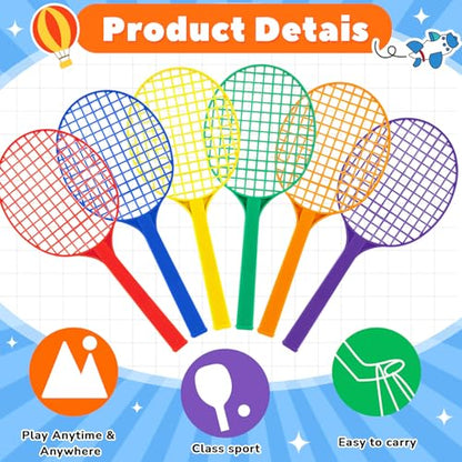 Seenelling Plastic Paddleball Racket PE Equipment for Elementary School Paddle Ball Racket with Lanyard Physical Education Classes Equipment 6 Colors