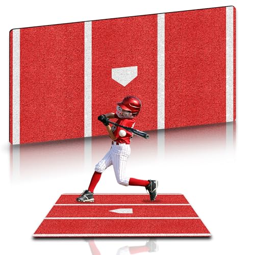 Baseball Hitting Mat, Batting Batting Mat for Hitting Batting Cage Softball Batter Stance Training Mat to Improve Batting Posture Baseball Mats Indoor/Outdoor - size: 6' x 4'