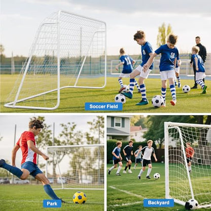 MOPHOTO Soccer Goal, 6X4/8x6/10x6.5/12x6/16x7/18.5x6.5/21x7/24x8ft Soccer Goals for Backyard, Full Size Soccer Goal for Teens & Adults Training - size: 12x6FT, style: Alloy Steel