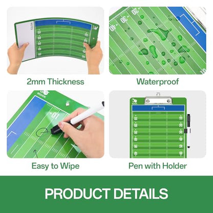 WISYOK Double-Sided Football Dry Erase Clipboard for Coaches, Ideal Coach Gift - style: Football