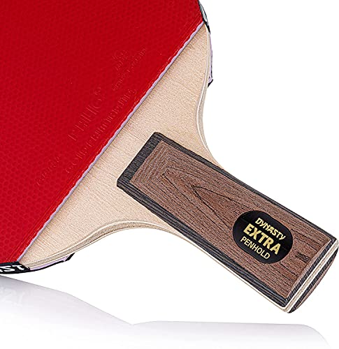 Dynasty Extra Penhold Table Tennis Racket & Case - ITTF Approved Palio Rubbers - Chinese Style Ping Pong Paddle