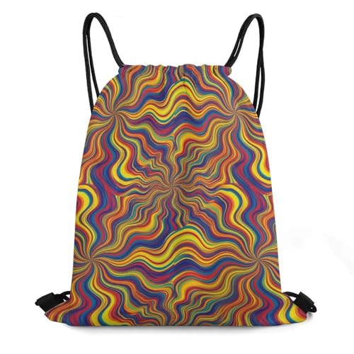 Travel Drawstring Backpack Theft Proof Cinch Sack Water Resistant Sackpack for Camping Hiking Outdoor Sports, Psychedelic Infinity Bags - color: Picture (632)