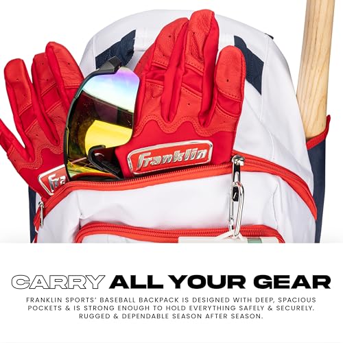Franklin Sports MLB Gameday Baseball + Softball Backpack – Adult +Youth Equipment + Bat Bag – Stores Batting Gloves, Helmet, Cleats + More - Waterproof Premium Batpack