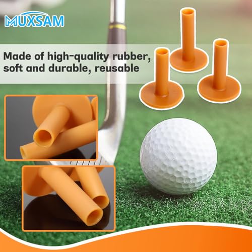 MUXSAM Rubber Golf Tees Holder Set, Driving Range Mats Rubber Ball Seat for Golf Hitting Practice Mat Indoor Outdoor Training, Different Size