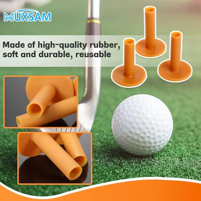 MUXSAM Rubber Golf Tees Holder Set, Driving Range Mats Rubber Ball Seat for Golf Hitting Practice Mat Indoor Outdoor Training, Different Size
