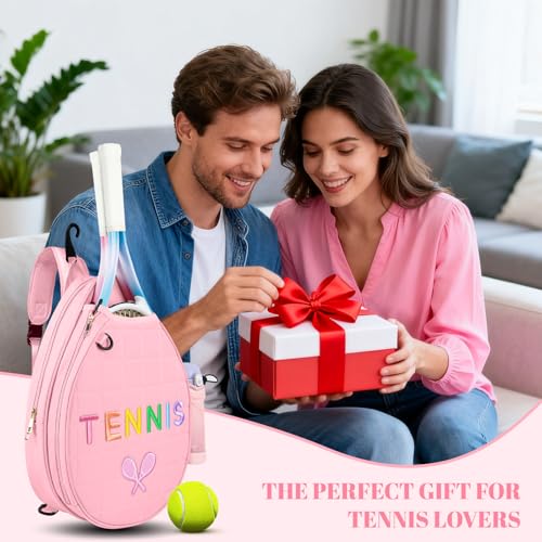 NZNDB Tennis Bags for Women Girl, Tennis Sling Crossbody Backpack, Water Resistant Tennis Bag for Pickleball, Tennis, Racketball - color: Pink