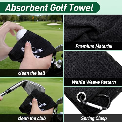 Gofly Golf Club Cleaning Kit, Golf Club Brush & Golf Groove Sharpener & Absorbent Golf Towel, Leak-proof Stretchable Press-Spray Golf Club Cleaner, Golf Gifts for Men, Essential Accessories for Golfer