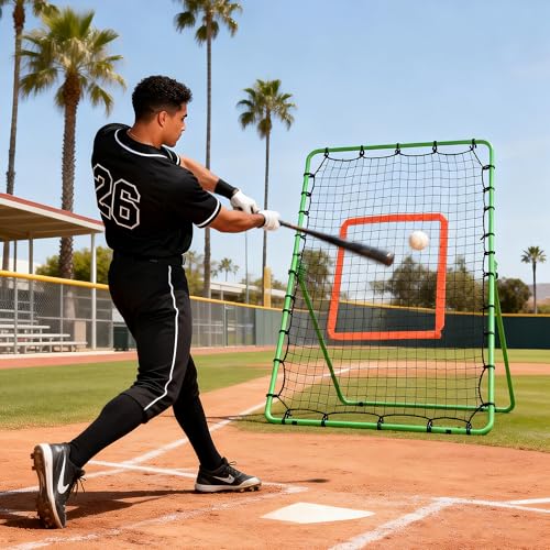 Baseball Rebounder Net,6x4FT Adjustable Pitch Back Baseball Rebounder for Softball Lacrosse, Pitching Throwing Catching Trainer Gifts
