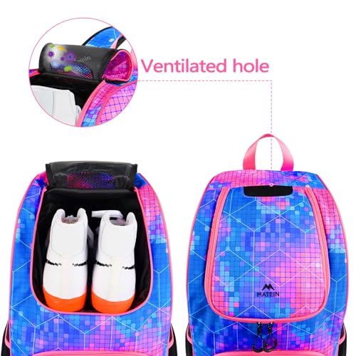 MATEIN Basketball Bag, Sturdy Soccer Bag with Ball Holder & Shoe Compartment, Large Basketball Backpack for Training Equipment, Water Resistant Sports Ball Backpack Fits Volleyball Football, Colorful - color: Pink