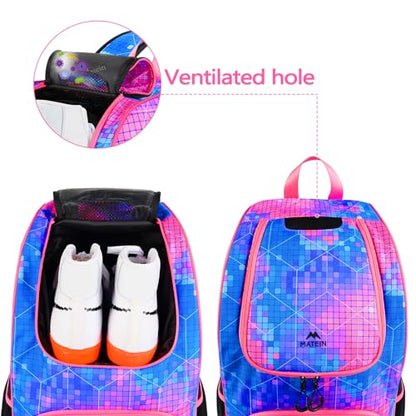 MATEIN Basketball Bag, Sturdy Soccer Bag with Ball Holder & Shoe Compartment, Large Basketball Backpack for Training Equipment, Water Resistant Sports Ball Backpack Fits Volleyball Football, Colorful - color: Pink