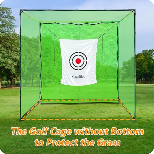 Gagalileo Golf Cage Net with Steel Frame and Target: 10X10X10FT Heavy Duty Practice Net for Backyard Driving & Indoor Driving Range Outdoor Training - style: 10X10X10FT Without Bottom