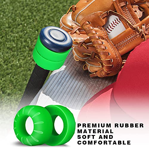 CHAMPKEY Premium Choke Up Rings 4 Pack | Reduced Hands Pain and Pressure Baseball Rings | Ideal for Baseball, Softball and Tee Ball Bat - color: Green