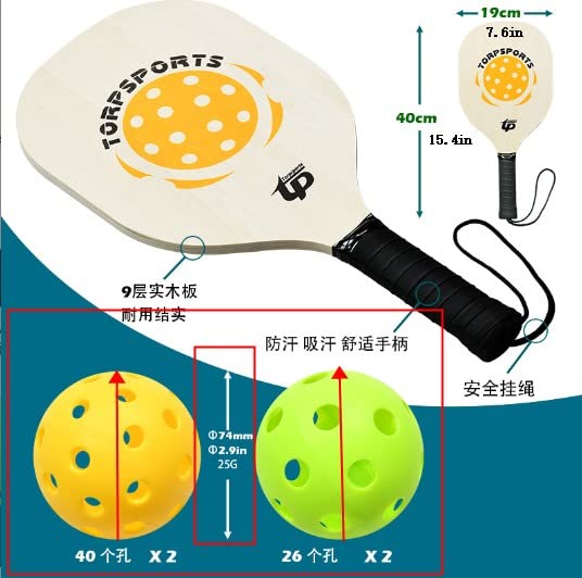 Portable Pickleball Net Set, 22FT Regulation Size Pickle Ball Net with 4 Pickleball Paddles, 4 Outdoor Pickleballs (2x40 Holes + 2x26 Holes), Carry Bag, Easy Setup for Indoor, Backyard, Park